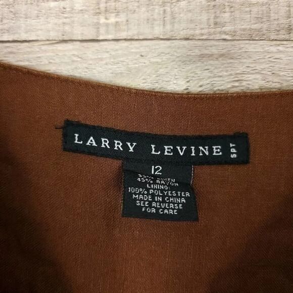 Larry Levine Brown Linen Blend Cropped Wide Leg Pants - Picture 6 of 8